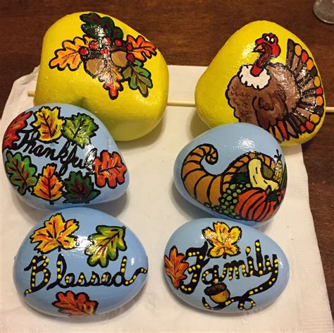 fall thanksgiving painted rocks